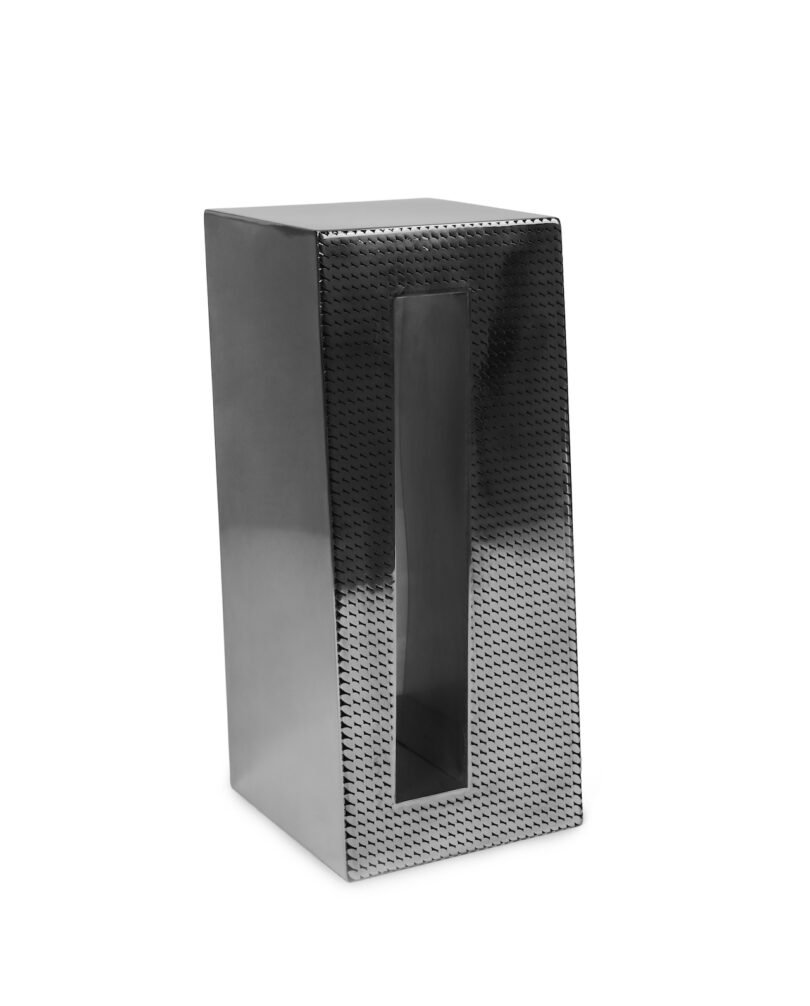 stainless steel metal stool on a white background