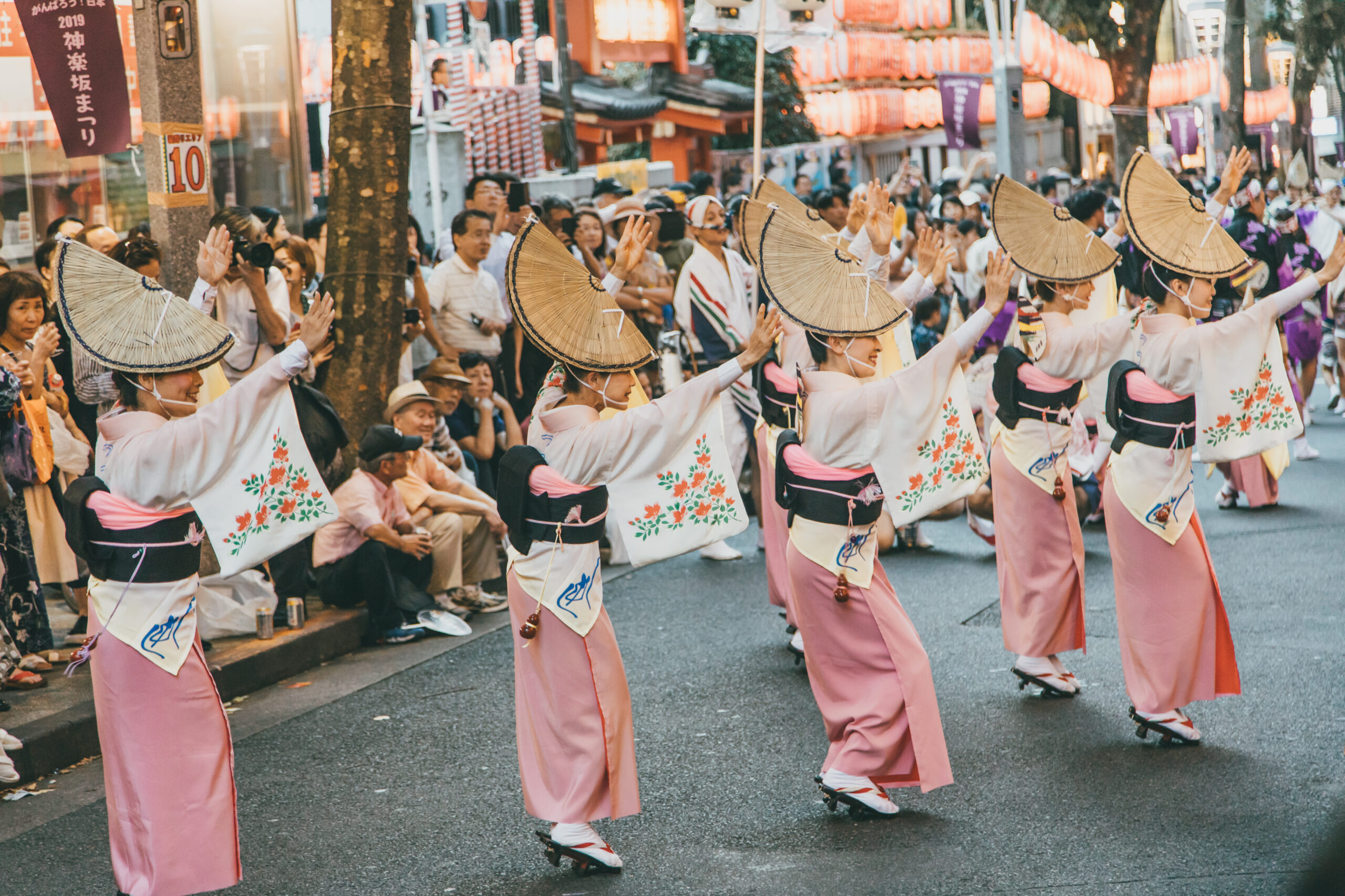 Danders during the Awa Odori festival in Kagurazaka neighborhood, Tokyo, Japan