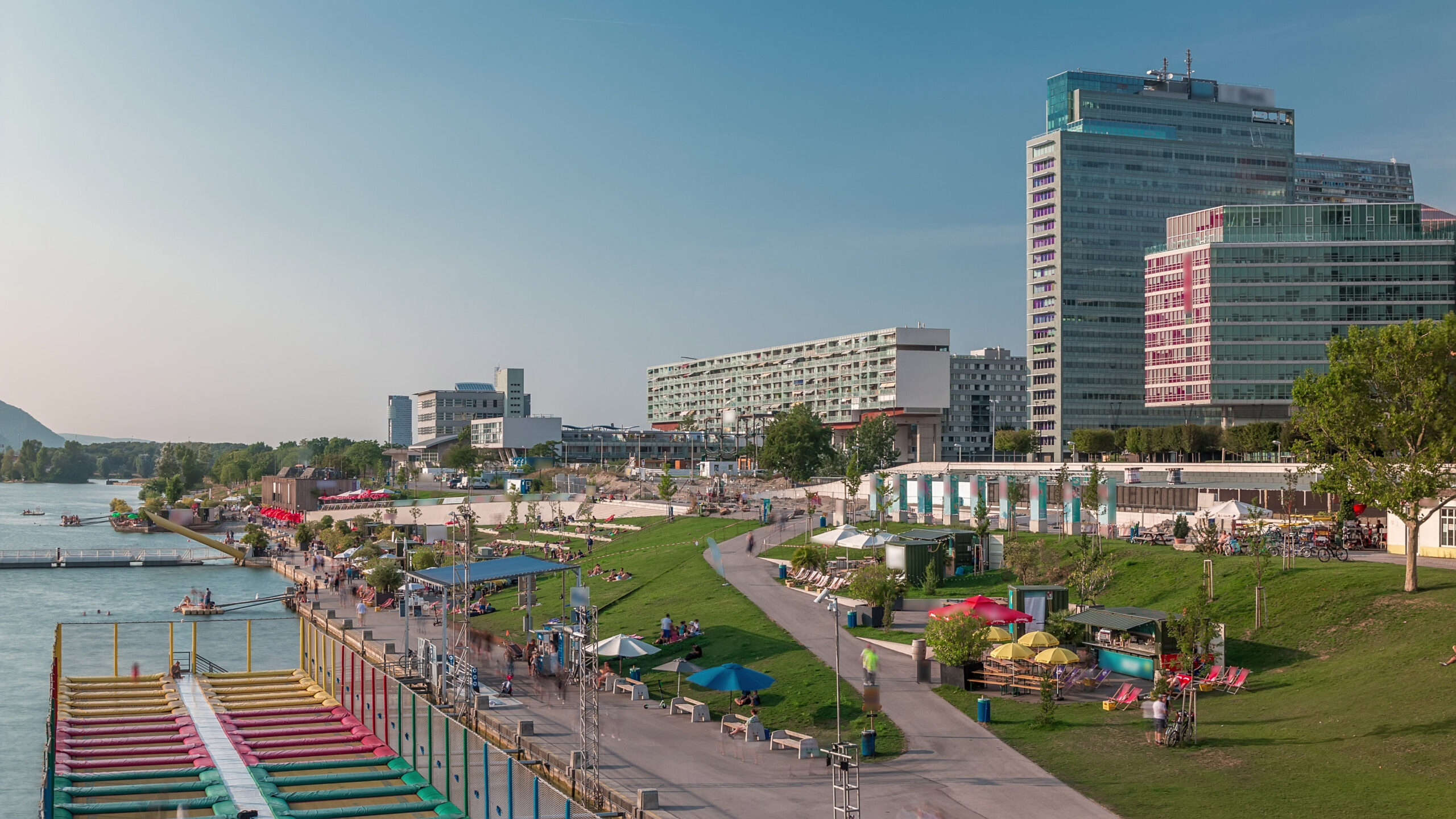 The Copa Beach area by the Neue Donau (New Danube) 22th district of Vienna, Austria