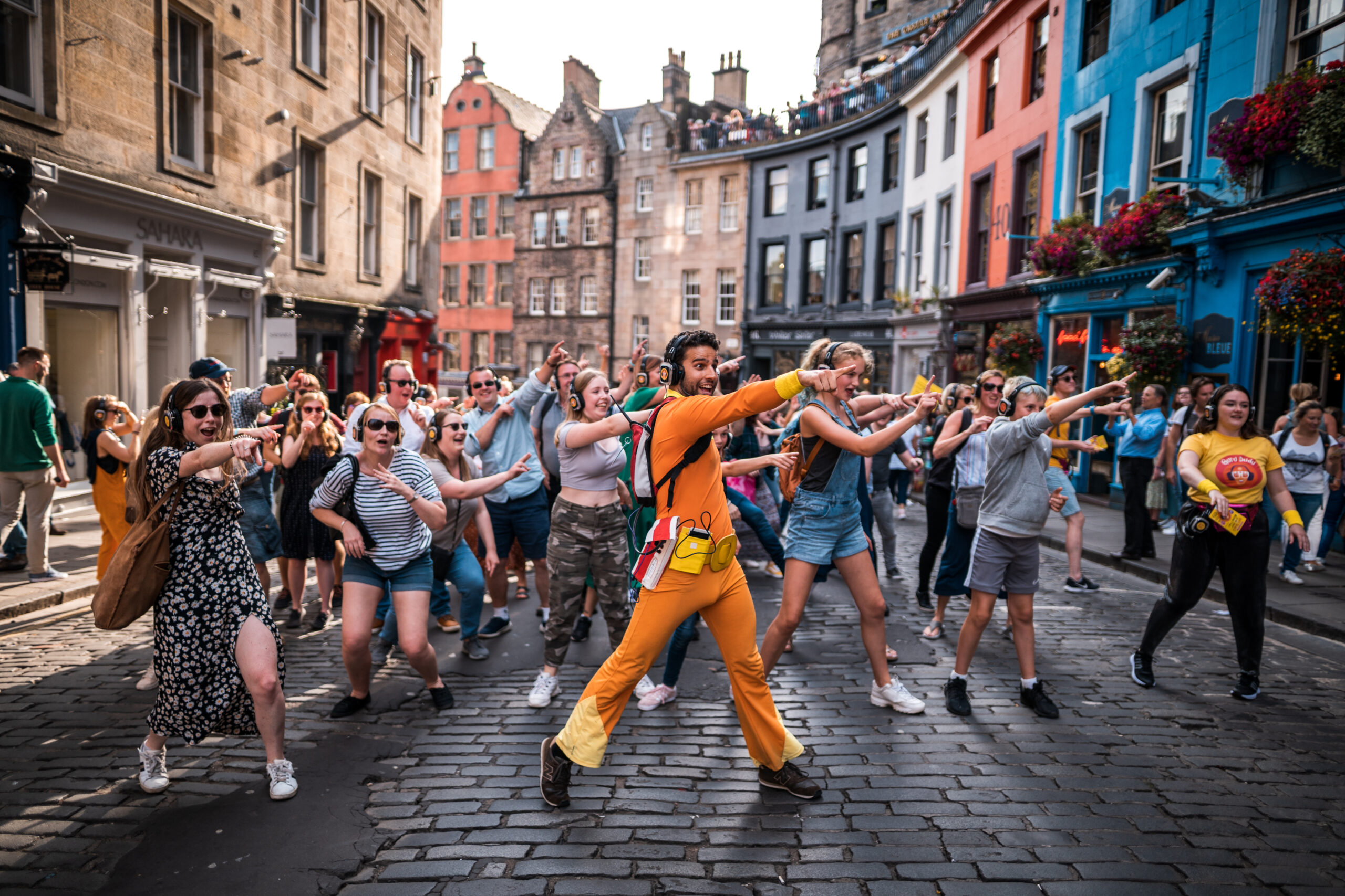 People enjoying the Guru Dudu Silent Disco during the Edinburgh Fringe Festival. People enjoying the Guru Dudu Silent Disco during the Edinburgh Fringe Festival.